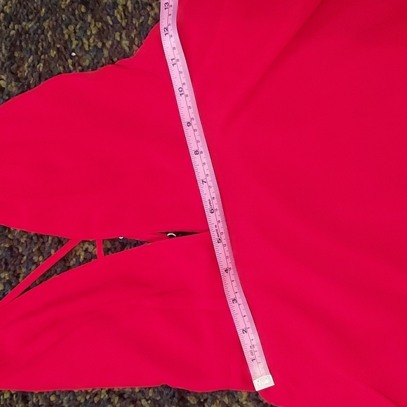 Bebe NEW Cross Back Chiffon Skater Dress Red Size 4 - Picture 14 of 17